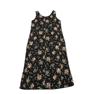 Vintage 70s Floral Sleeveless Maxi Dress Small